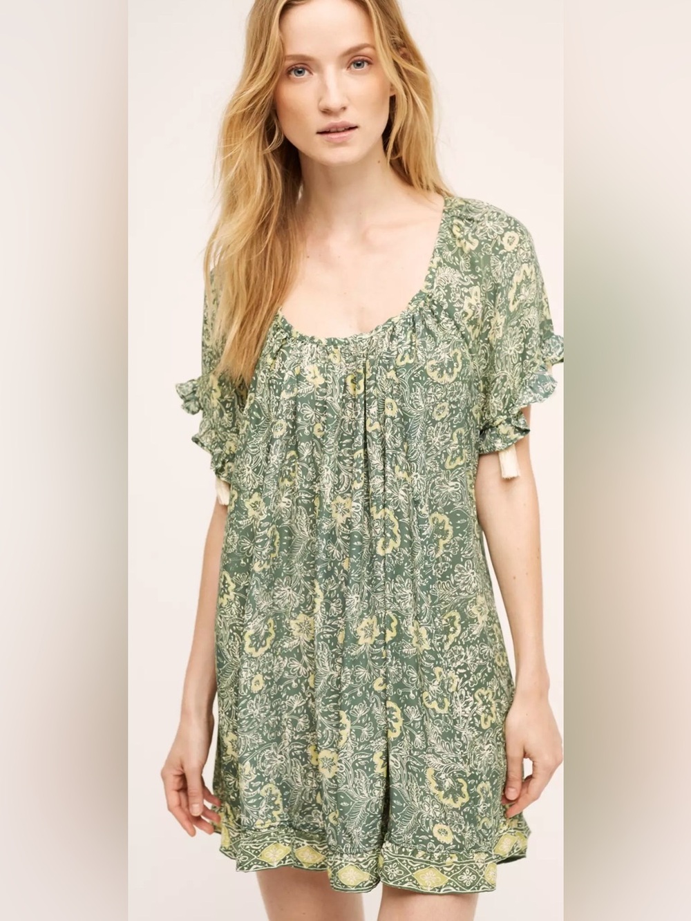 NAT Natalie Martin Anthropologie Marina Silk Dress Tassels Sz XS/S Handmade